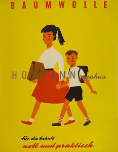 Vintage Poster „Baumwolle – für die Schule“ Atelier Hofmann, ca. 1950er-Jahre