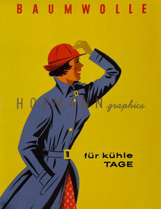 Vintage Poster „Baumwolle – für kühle Tage“ Atelier Hofmann, ca. 1950er-Jahre