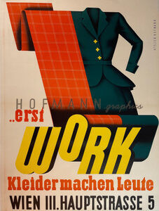 Vintage Poster „erst WORK – Kleider machen Leute“ Atelier Hofmann, ca. 1950er-Jahre