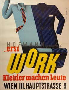 Vintage Poster „erst WORK – Kleider machen Leute“ Atelier Hofmann, ca. 1950er-Jahre